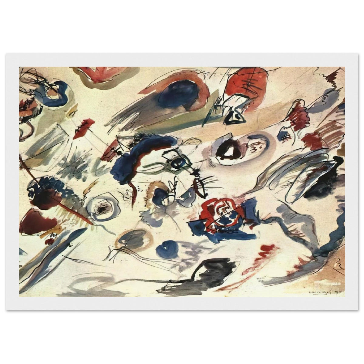 FIRST ABSTRACT WATERCOLOR 1910 Framed Poster | Wassily Kandinsky Framed Prints Wall Art | Wassily Kandinsky Shop