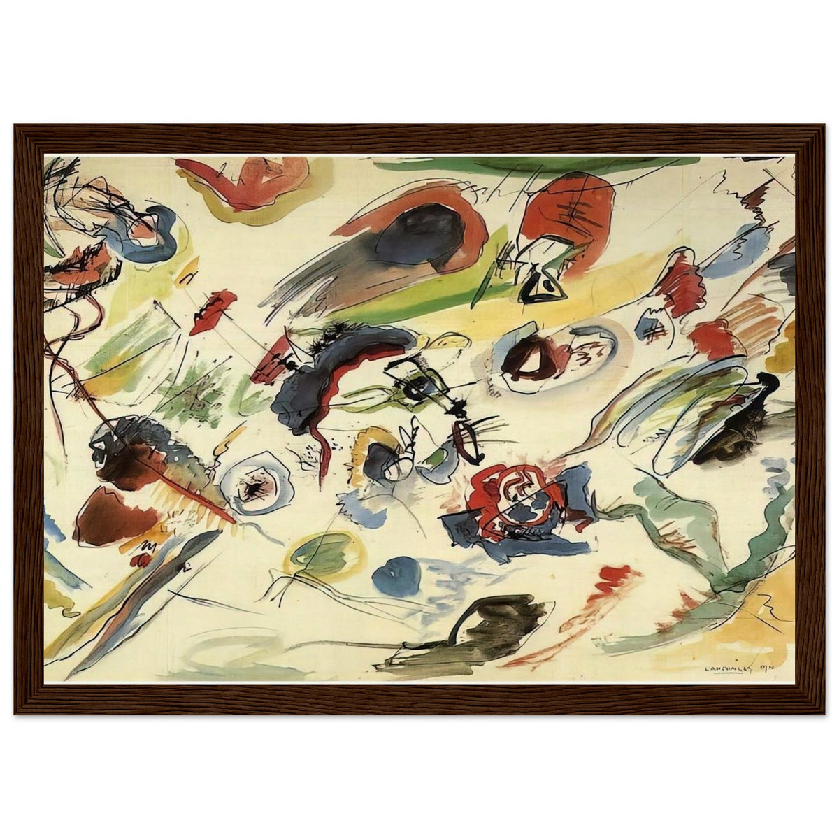 UNTITLED FIRST ABSTRACT WATERCOLOR 1910 Framed Poster | Wassily Kandinsky Framed Prints Wall Art | Wassily Kandinsky Shop