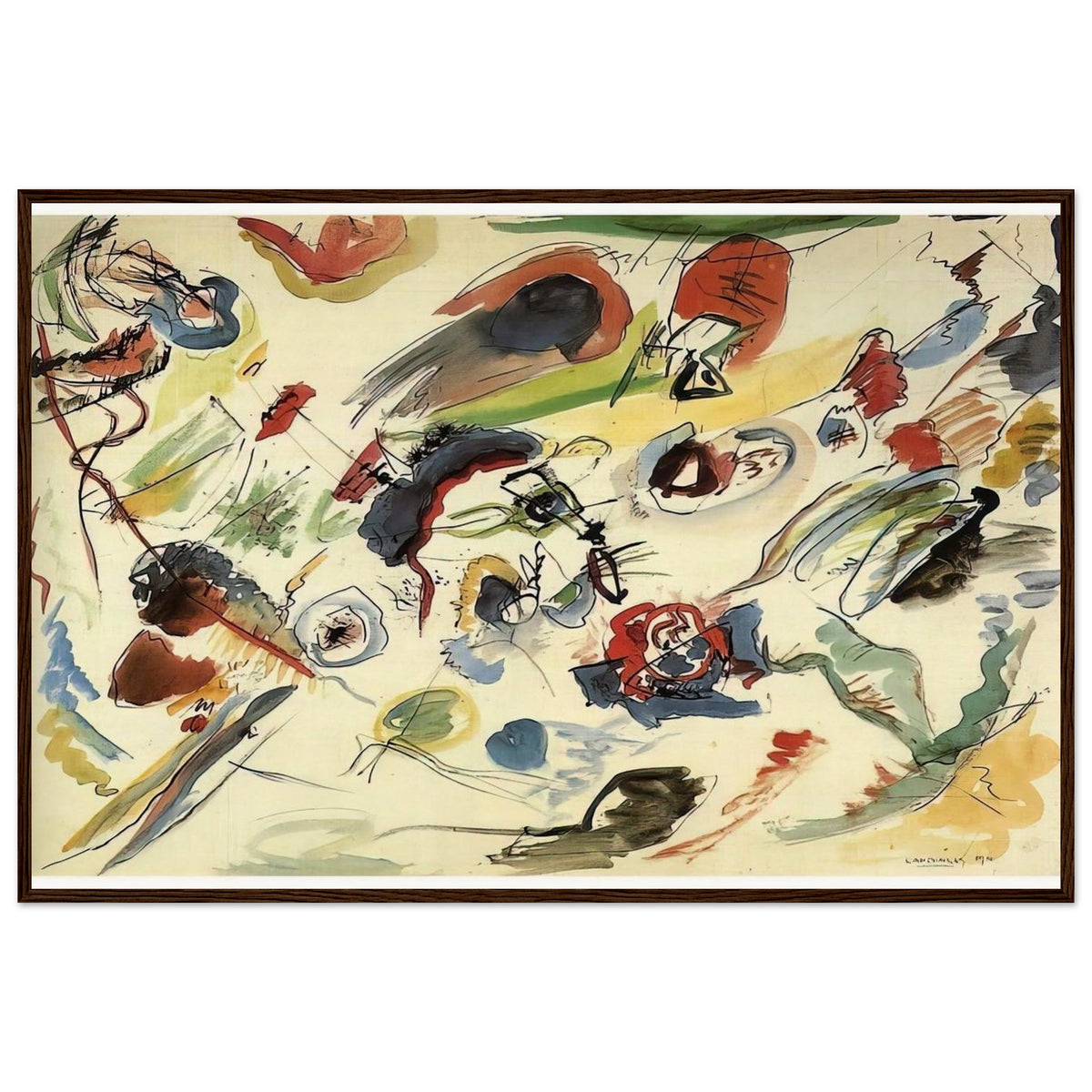 UNTITLED FIRST ABSTRACT WATERCOLOR 1910 Framed Poster | Wassily Kandinsky Framed Prints Wall Art | Wassily Kandinsky Shop