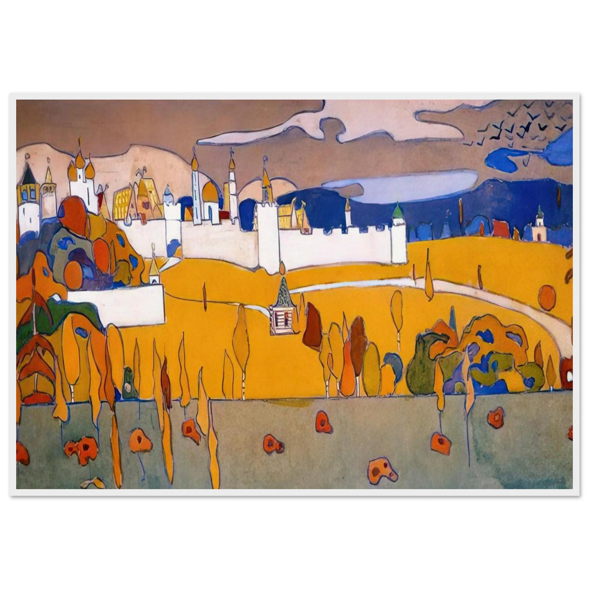 WALLED CITY IN AUTUMN LANDSCAPE 1902 Framed Poster | Wassily Kandinsky Framed Prints Wall Art | Wassily Kandinsky Shop