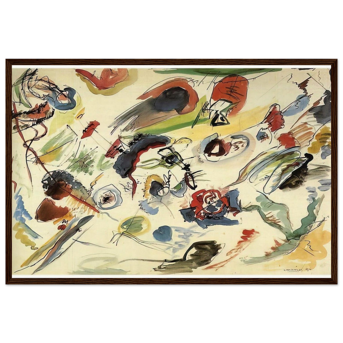 UNTITLED FIRST ABSTRACT WATERCOLOR 1910 Framed Poster | Wassily Kandinsky Framed Prints Wall Art | Wassily Kandinsky Shop