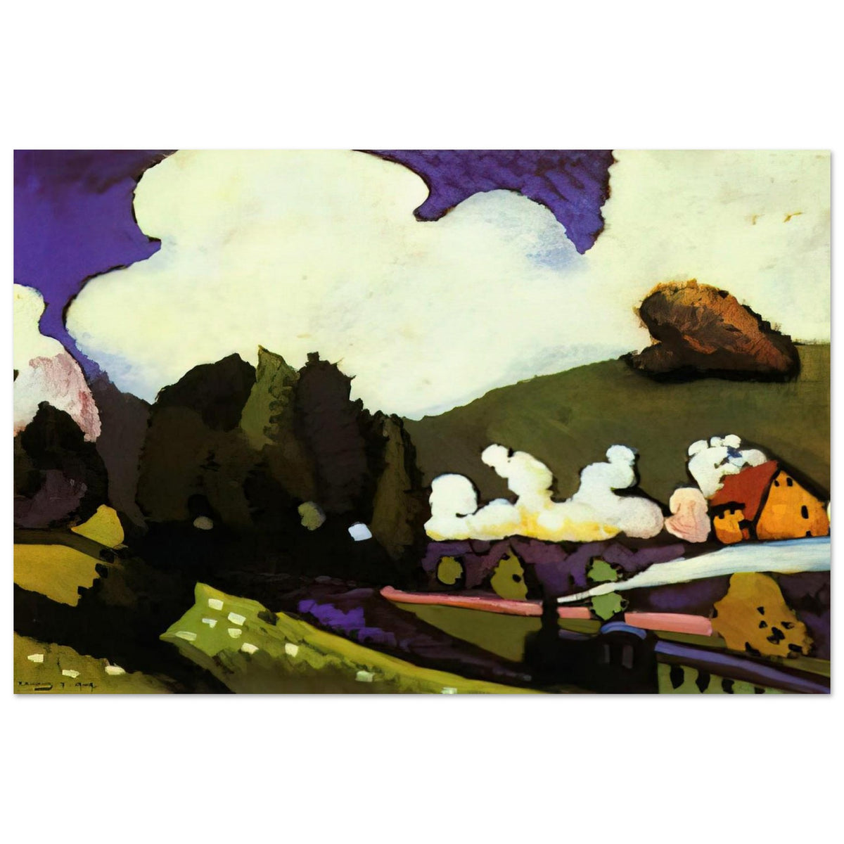 LANDSCAPE WITH A STEAM LOCOMOTIVE 1909 Poster | Wassily Kandinsky Poster | Wassily Kandinsky Shop
