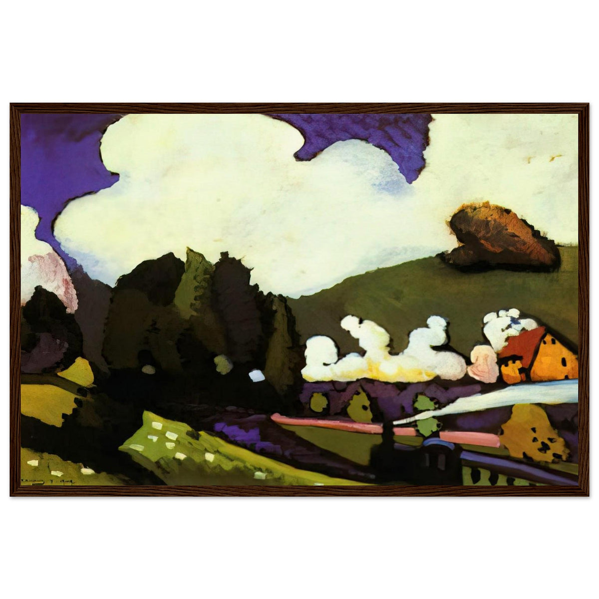 LANDSCAPE WITH A STEAM LOCOMOTIVE 1909 Framed Poster | Wassily Kandinsky Framed Prints Wall Art | Wassily Kandinsky Shop