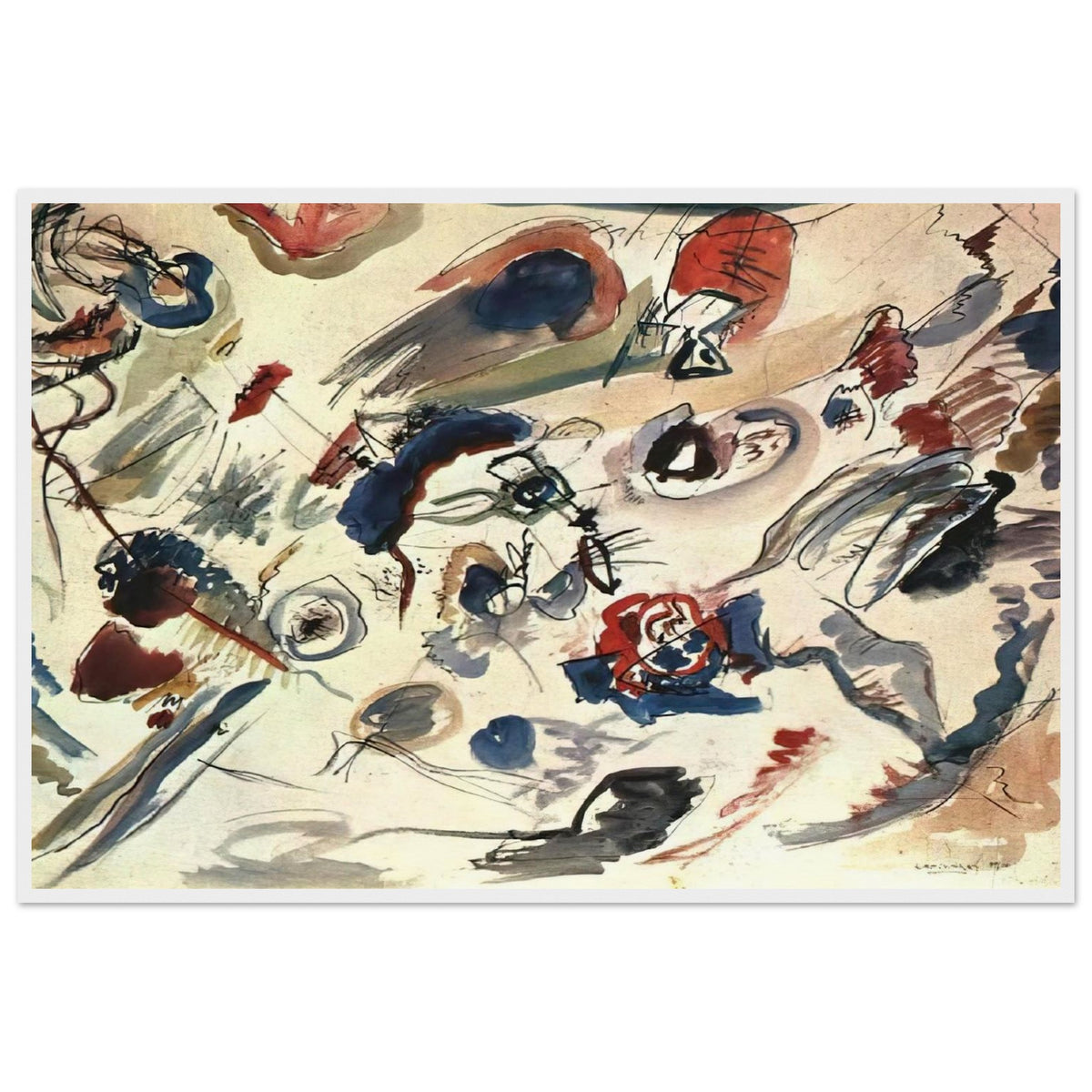 FIRST ABSTRACT WATERCOLOR 1910 Framed Poster | Wassily Kandinsky Framed Prints Wall Art | Wassily Kandinsky Shop
