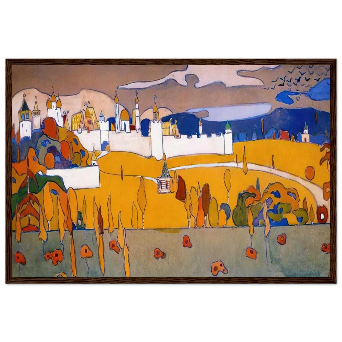 WALLED CITY IN AUTUMN LANDSCAPE 1902 Framed Poster | Wassily Kandinsky Framed Prints Wall Art | Wassily Kandinsky Shop