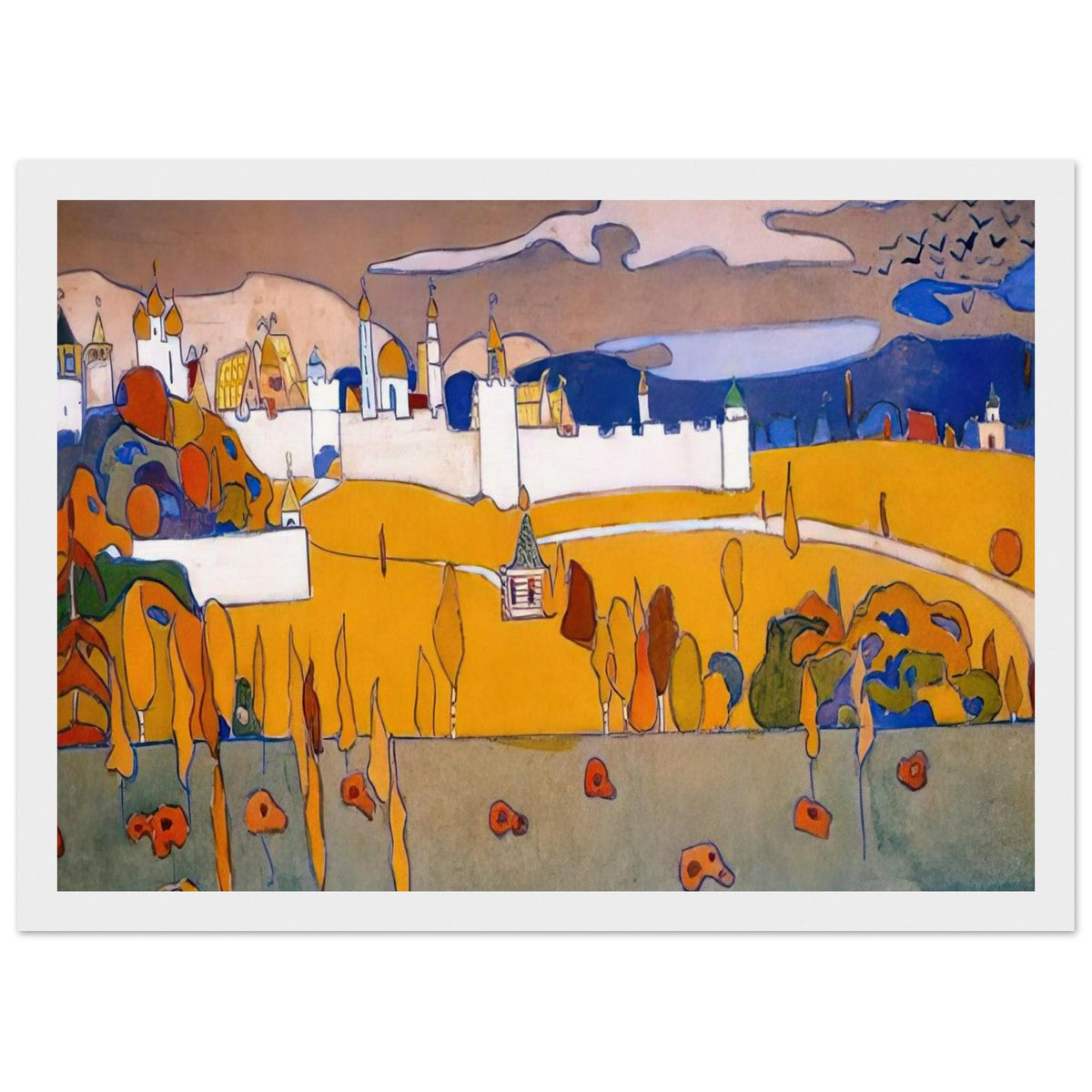 WALLED CITY IN AUTUMN LANDSCAPE 1902 Framed Poster | Wassily Kandinsky Framed Prints Wall Art | Wassily Kandinsky Shop