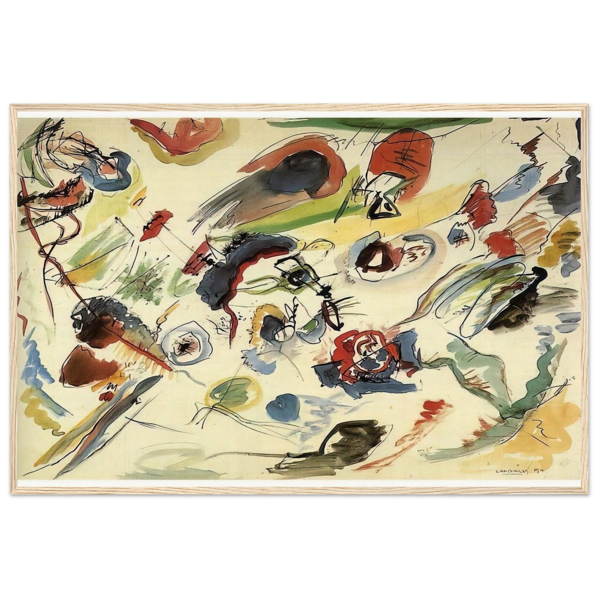 UNTITLED FIRST ABSTRACT WATERCOLOR 1910 Framed Poster | Wassily Kandinsky Framed Prints Wall Art | Wassily Kandinsky Shop