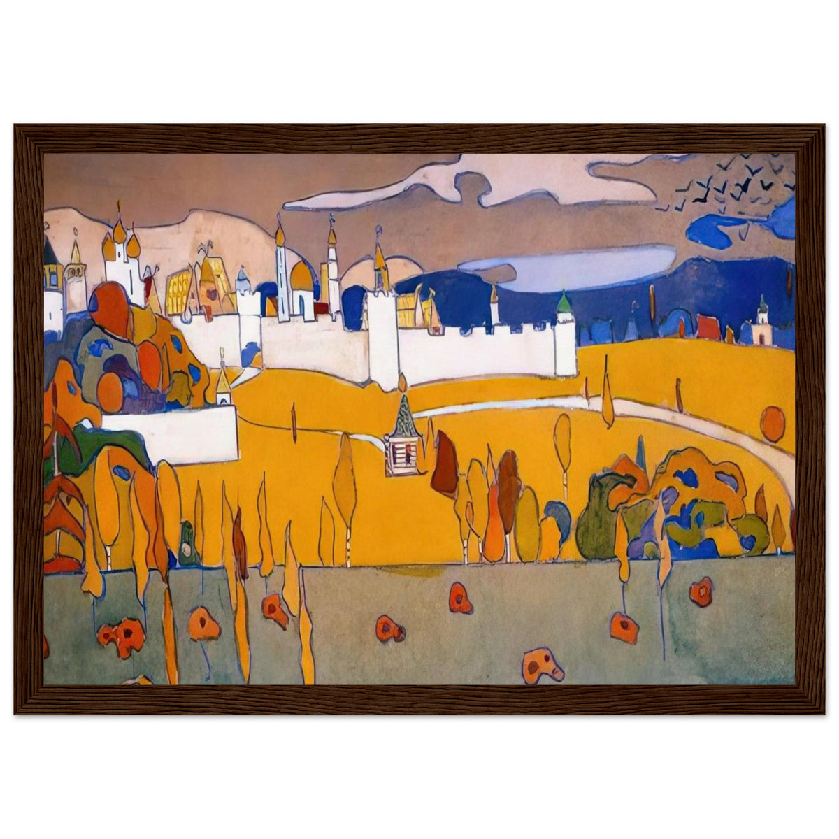 WALLED CITY IN AUTUMN LANDSCAPE 1902 Framed Poster | Wassily Kandinsky Framed Prints Wall Art | Wassily Kandinsky Shop