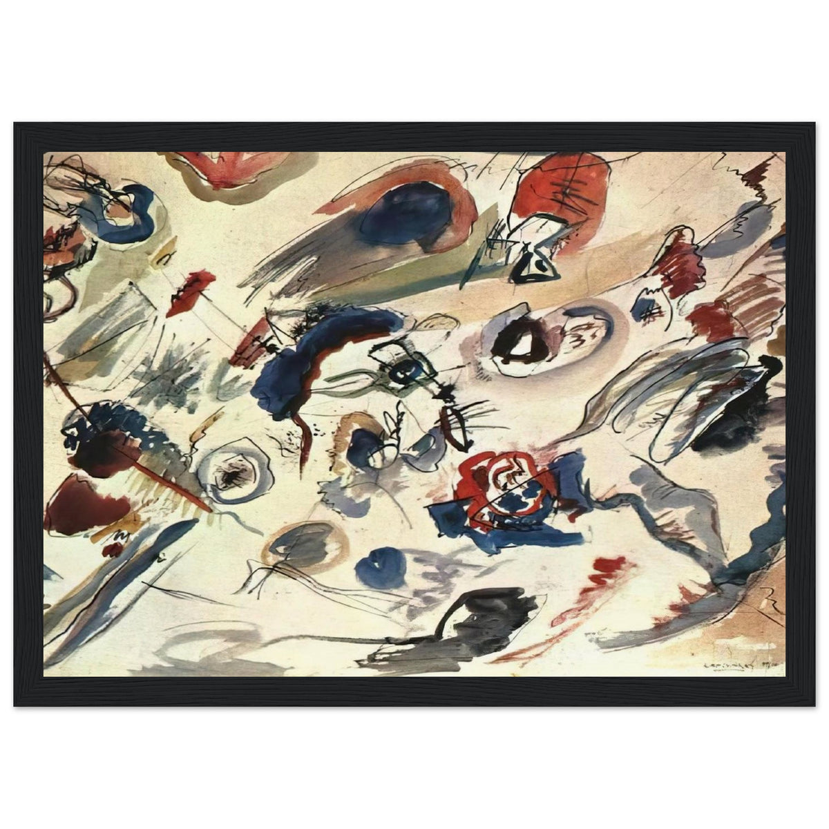 FIRST ABSTRACT WATERCOLOR 1910 Framed Poster | Wassily Kandinsky Framed Prints Wall Art | Wassily Kandinsky Shop