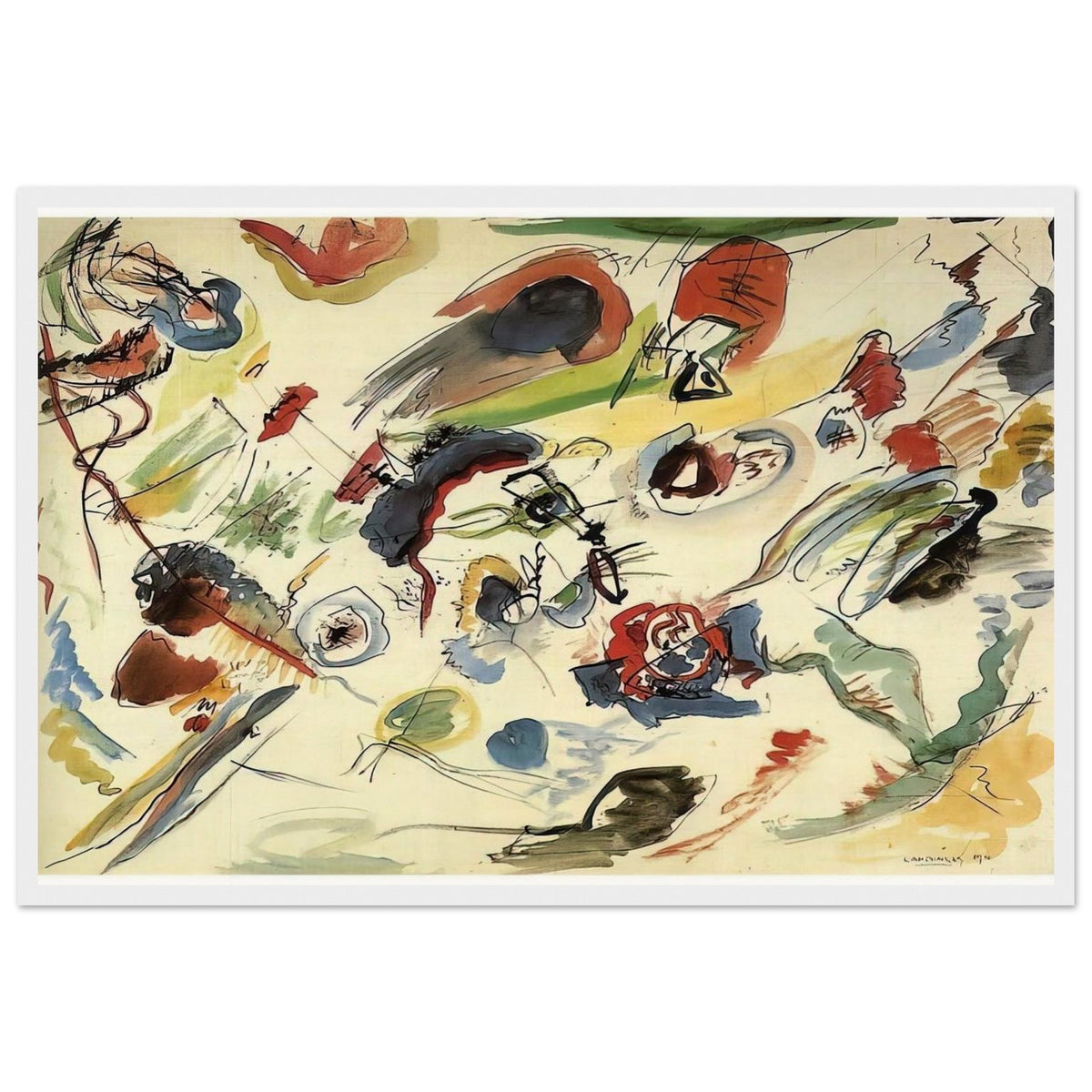 UNTITLED FIRST ABSTRACT WATERCOLOR 1910 Framed Poster | Wassily Kandinsky Framed Prints Wall Art | Wassily Kandinsky Shop