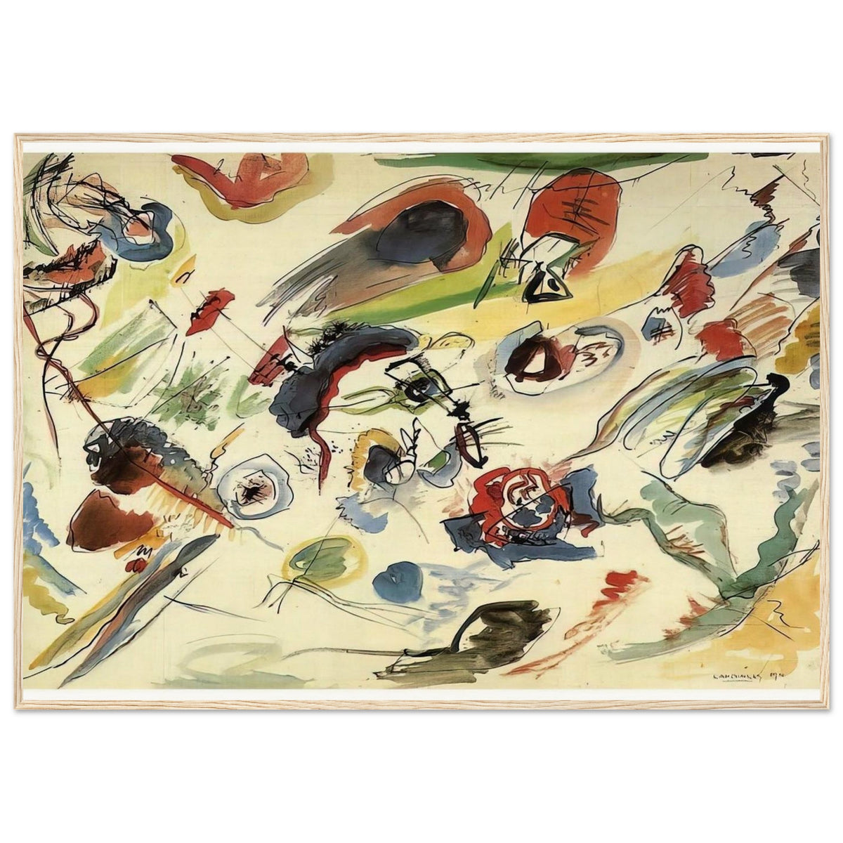 UNTITLED FIRST ABSTRACT WATERCOLOR 1910 Framed Poster | Wassily Kandinsky Framed Prints Wall Art | Wassily Kandinsky Shop