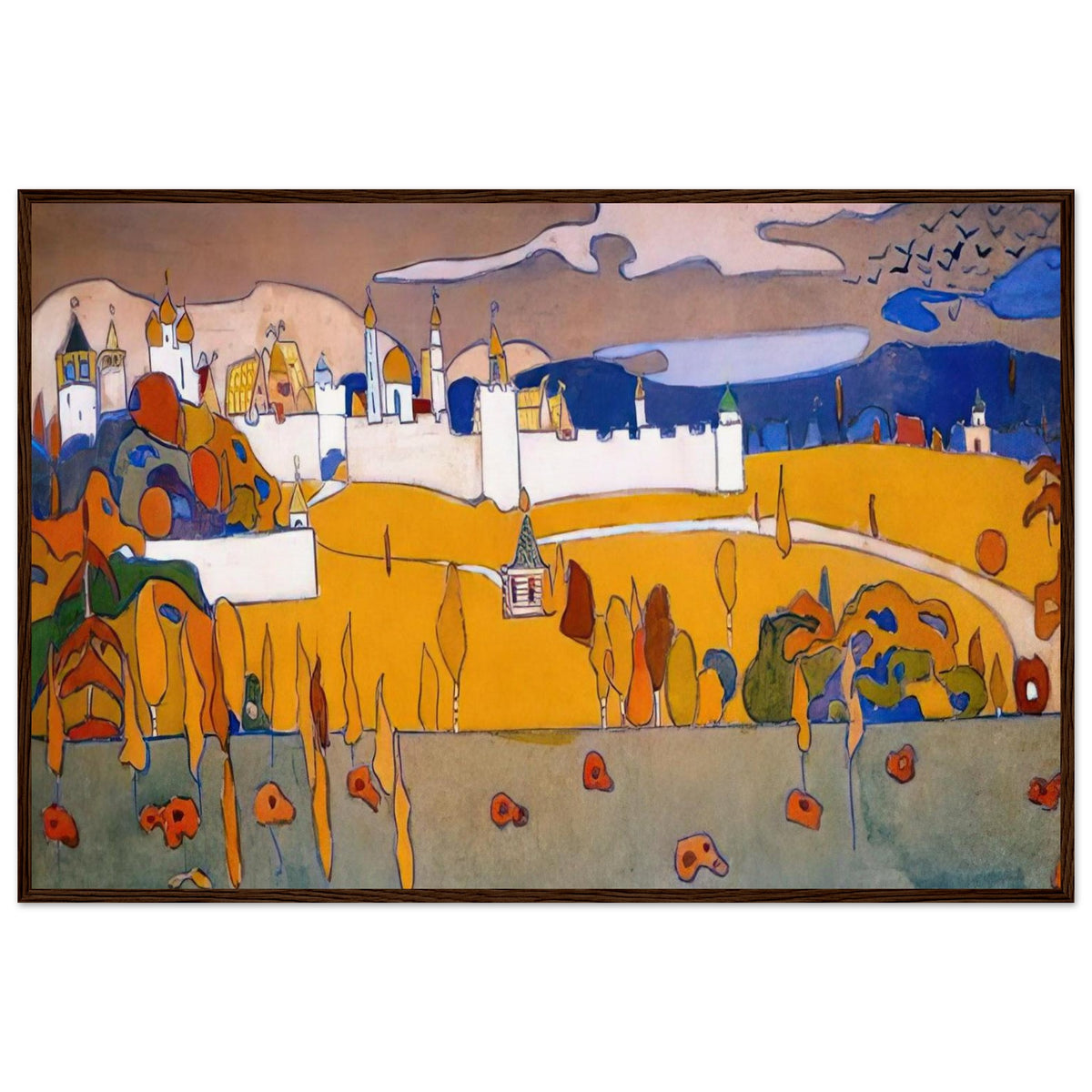WALLED CITY IN AUTUMN LANDSCAPE 1902 Framed Poster | Wassily Kandinsky Framed Prints Wall Art | Wassily Kandinsky Shop