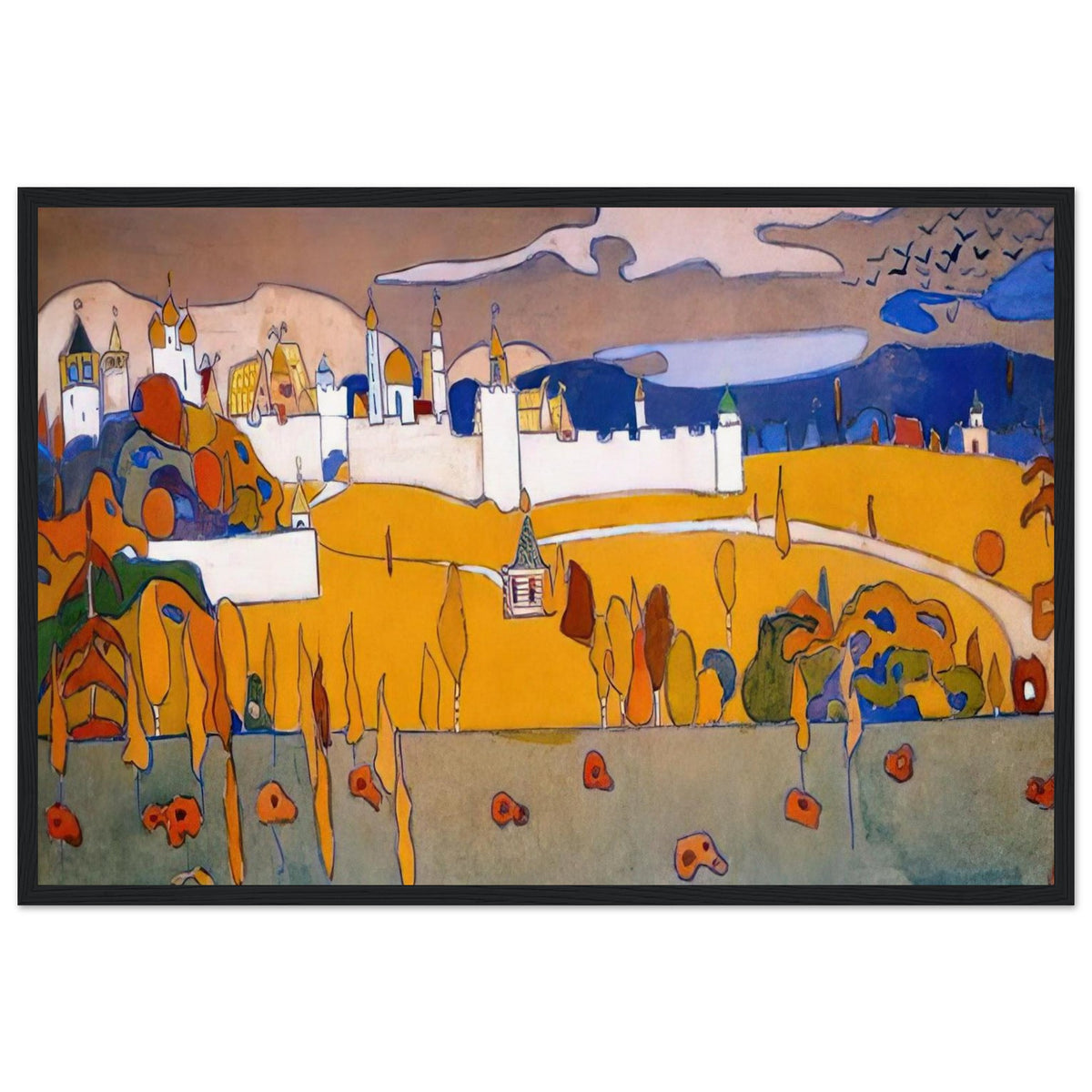 WALLED CITY IN AUTUMN LANDSCAPE 1902 Framed Poster | Wassily Kandinsky Framed Prints Wall Art | Wassily Kandinsky Shop