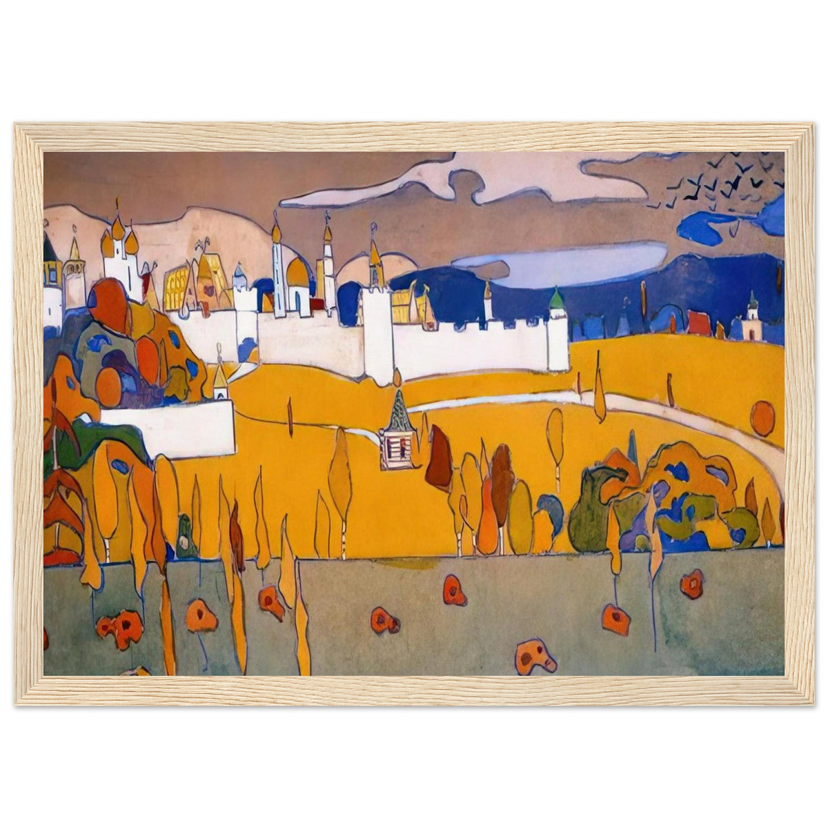 WALLED CITY IN AUTUMN LANDSCAPE 1902 Framed Poster | Wassily Kandinsky Framed Prints Wall Art | Wassily Kandinsky Shop