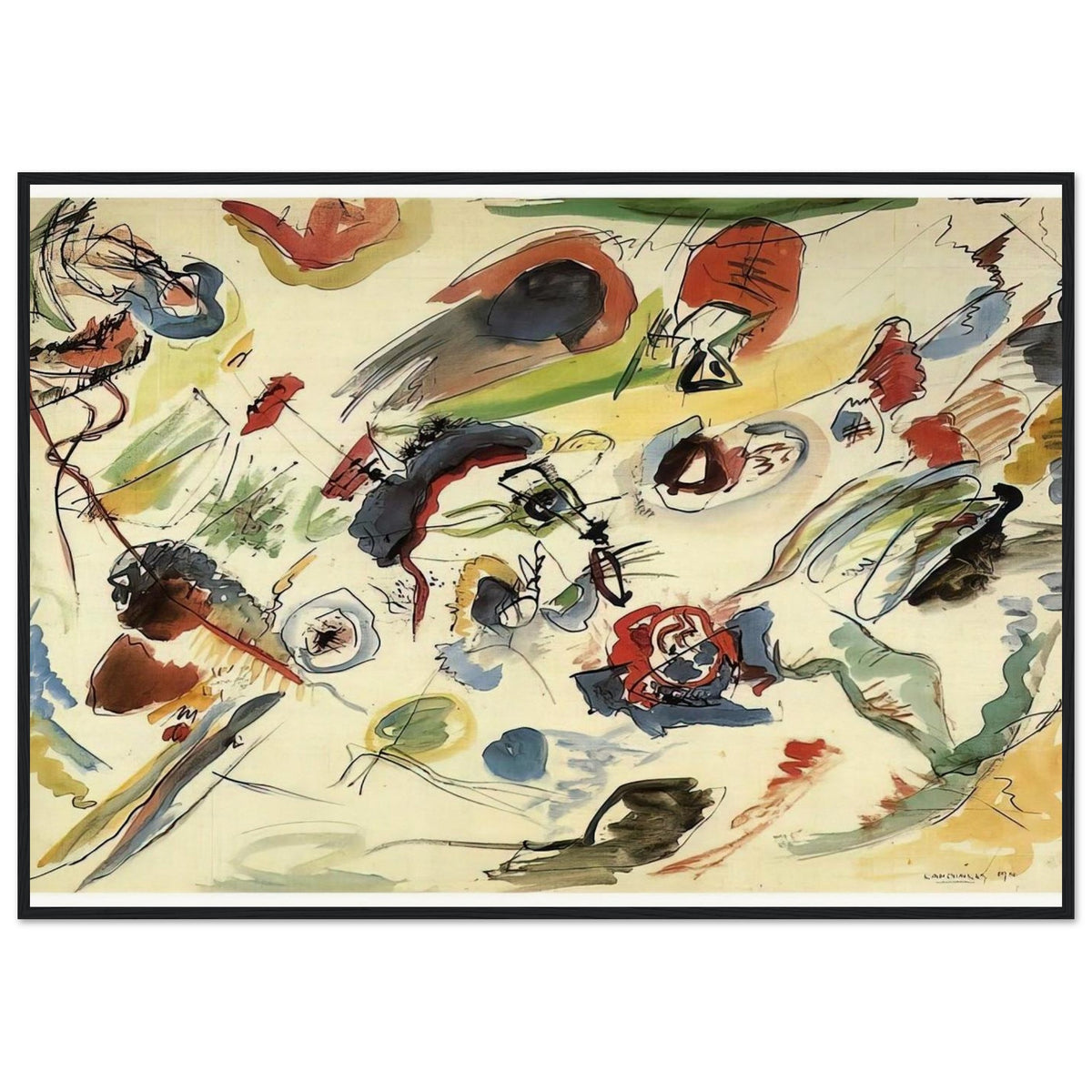 UNTITLED FIRST ABSTRACT WATERCOLOR 1910 Framed Poster | Wassily Kandinsky Framed Prints Wall Art | Wassily Kandinsky Shop