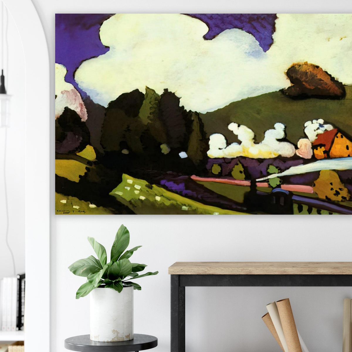 LANDSCAPE WITH A STEAM LOCOMOTIVE 1909 Poster | Wassily Kandinsky Poster | Wassily Kandinsky Shop