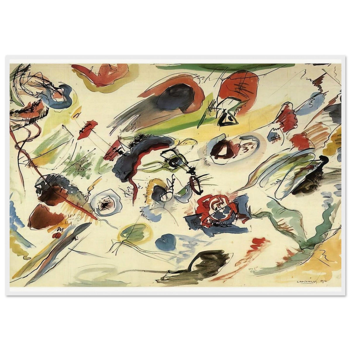 UNTITLED FIRST ABSTRACT WATERCOLOR 1910 Framed Poster | Wassily Kandinsky Framed Prints Wall Art | Wassily Kandinsky Shop