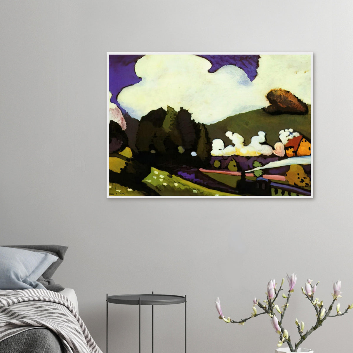 LANDSCAPE WITH A STEAM LOCOMOTIVE 1909 Framed Poster | Wassily Kandinsky Framed Prints Wall Art | Wassily Kandinsky Shop