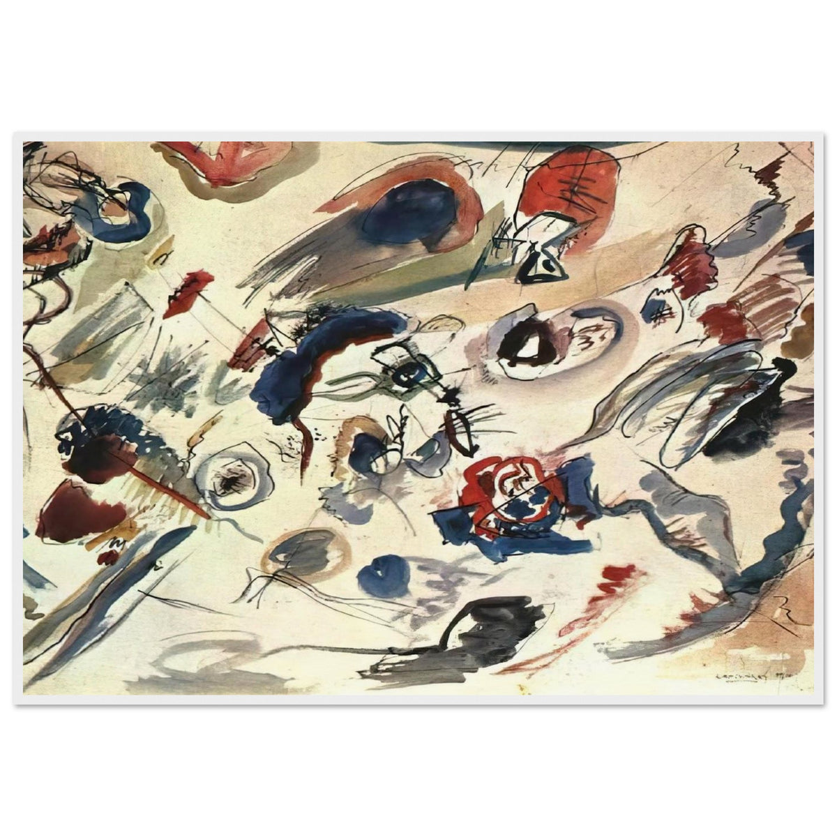 FIRST ABSTRACT WATERCOLOR 1910 Framed Poster | Wassily Kandinsky Framed Prints Wall Art | Wassily Kandinsky Shop
