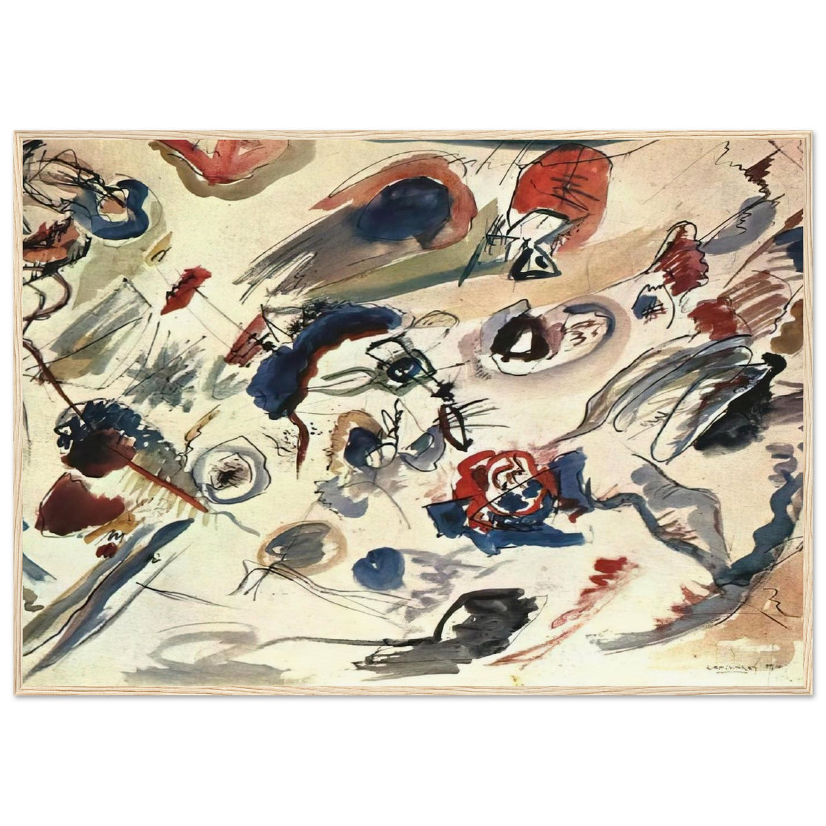 FIRST ABSTRACT WATERCOLOR 1910 Framed Poster | Wassily Kandinsky Framed Prints Wall Art | Wassily Kandinsky Shop