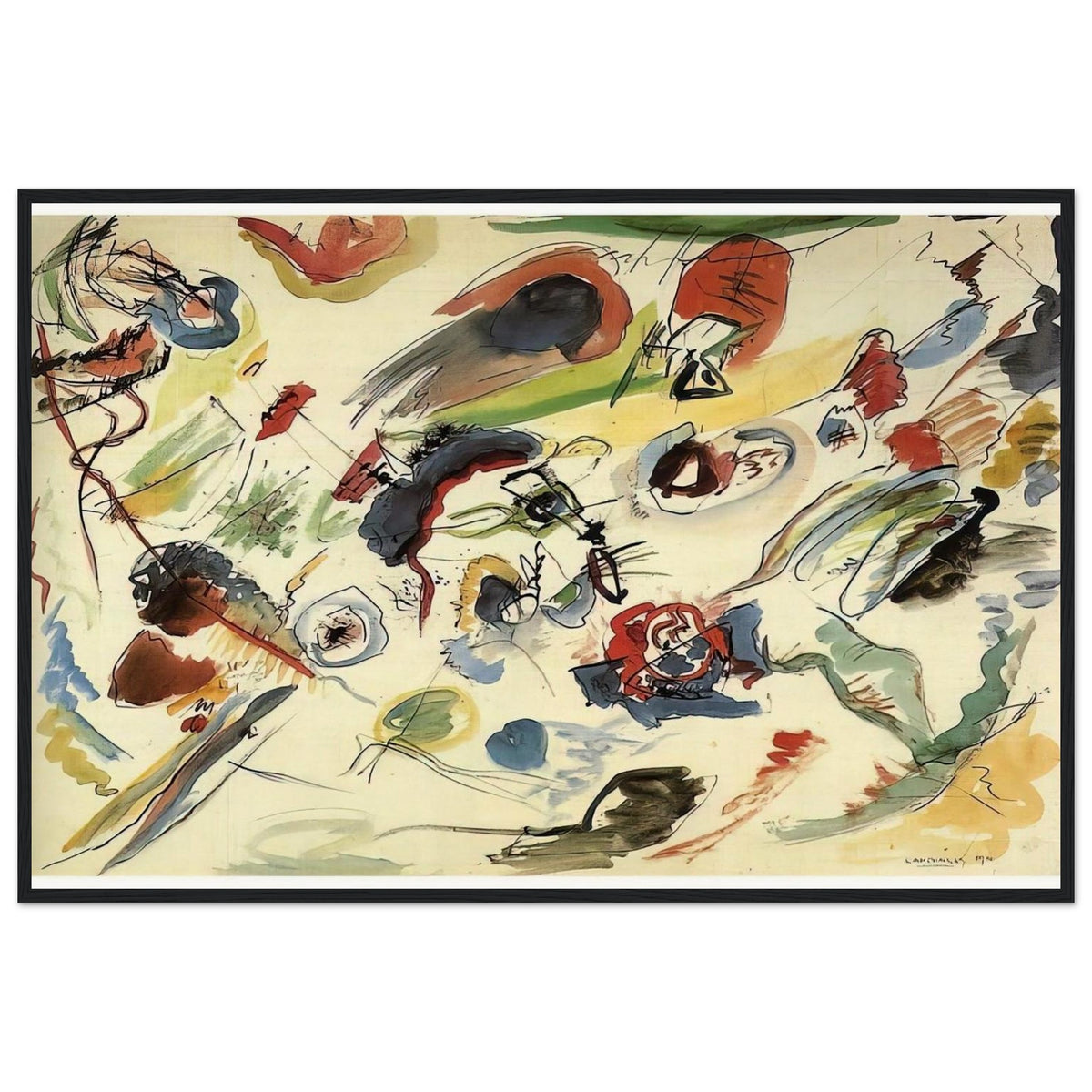 UNTITLED FIRST ABSTRACT WATERCOLOR 1910 Framed Poster | Wassily Kandinsky Framed Prints Wall Art | Wassily Kandinsky Shop