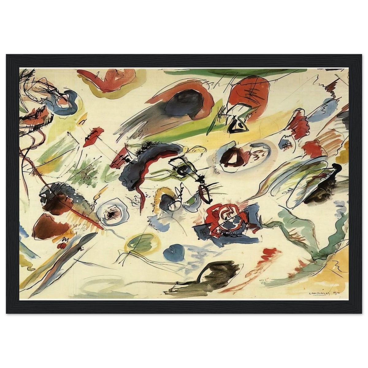 UNTITLED FIRST ABSTRACT WATERCOLOR 1910 Framed Poster | Wassily Kandinsky Framed Prints Wall Art | Wassily Kandinsky Shop
