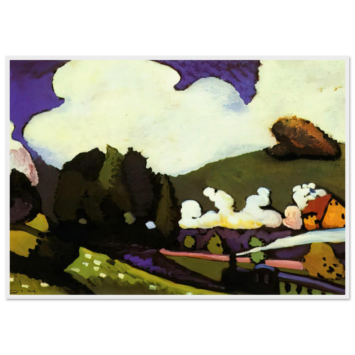 LANDSCAPE WITH A STEAM LOCOMOTIVE 1909 Framed Poster | Wassily Kandinsky Framed Prints Wall Art | Wassily Kandinsky Shop