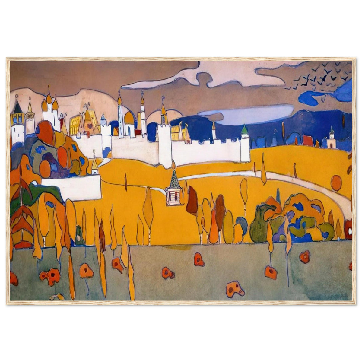 WALLED CITY IN AUTUMN LANDSCAPE 1902 Framed Poster | Wassily Kandinsky Framed Prints Wall Art | Wassily Kandinsky Shop