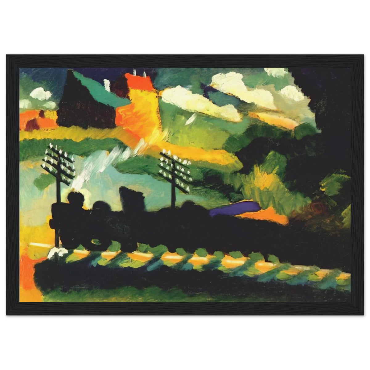 MURNAU VIEW WITH RAILWAY AND CASTLE 1909 Framed Poster | Wassily Kandinsky Framed Prints Wall Art | Wassily Kandinsky Shop