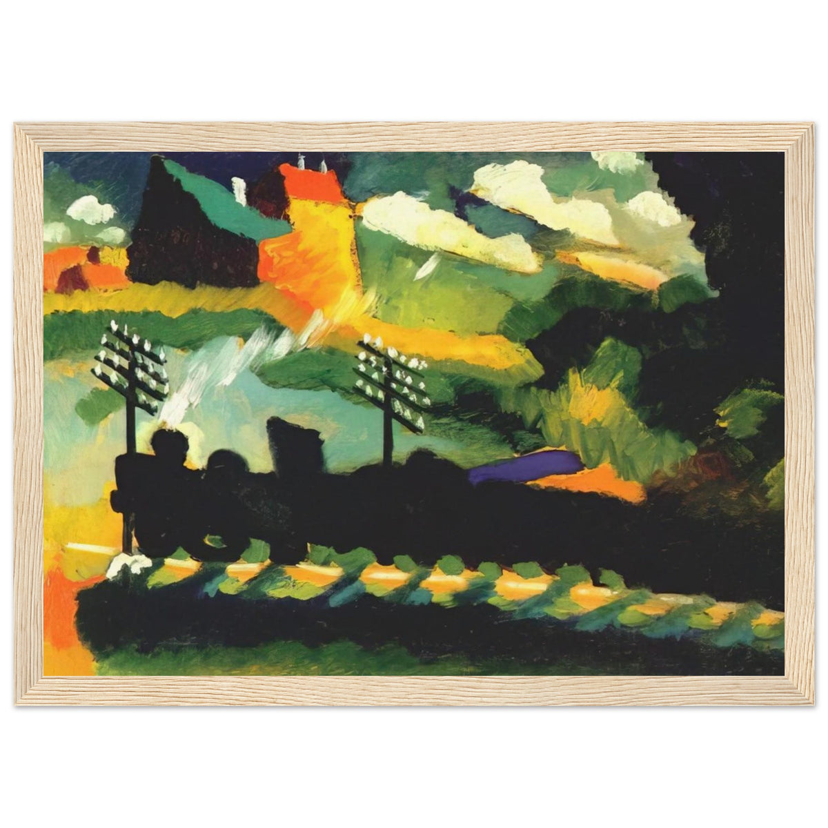MURNAU VIEW WITH RAILWAY AND CASTLE 1909 Framed Poster | Wassily Kandinsky Framed Prints Wall Art | Wassily Kandinsky Shop