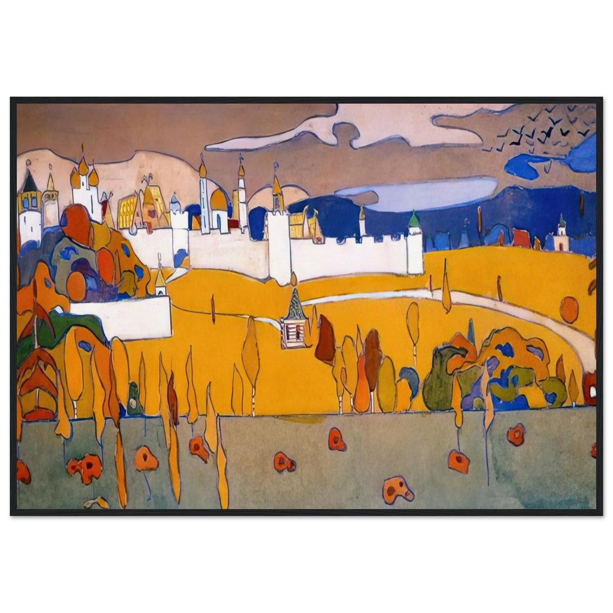 WALLED CITY IN AUTUMN LANDSCAPE 1902 Framed Poster | Wassily Kandinsky Framed Prints Wall Art | Wassily Kandinsky Shop