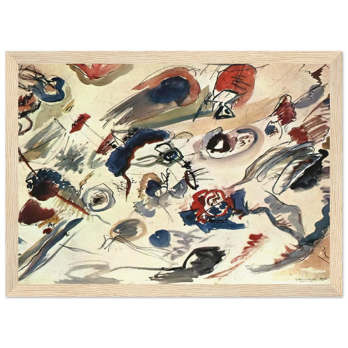 FIRST ABSTRACT WATERCOLOR 1910 Framed Poster | Wassily Kandinsky Framed Prints Wall Art | Wassily Kandinsky Shop