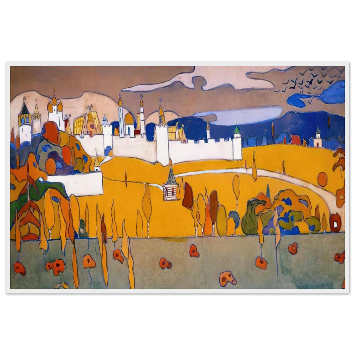 WALLED CITY IN AUTUMN LANDSCAPE 1902 Framed Poster | Wassily Kandinsky Framed Prints Wall Art | Wassily Kandinsky Shop