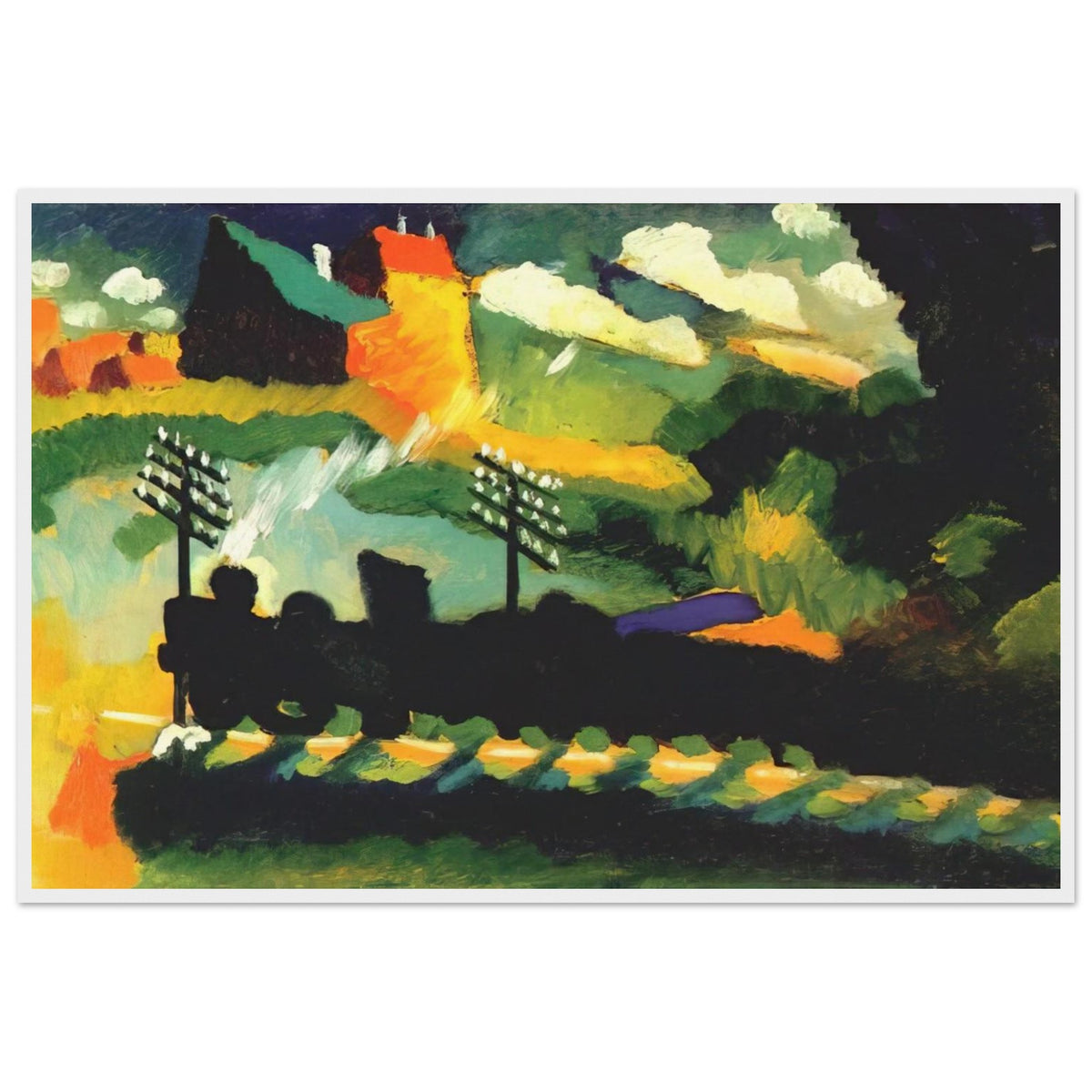MURNAU VIEW WITH RAILWAY AND CASTLE 1909 Framed Poster | Wassily Kandinsky Framed Prints Wall Art | Wassily Kandinsky Shop
