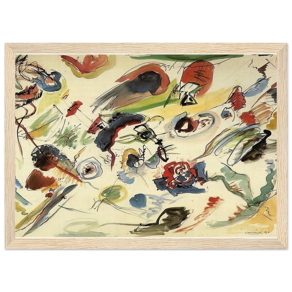 UNTITLED FIRST ABSTRACT WATERCOLOR 1910 Framed Poster | Wassily Kandinsky Framed Prints Wall Art | Wassily Kandinsky Shop