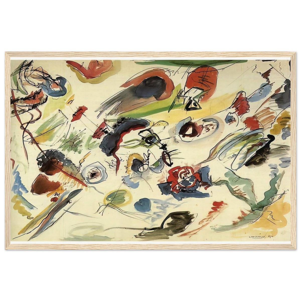 UNTITLED FIRST ABSTRACT WATERCOLOR 1910 Framed Poster | Wassily Kandinsky Framed Prints Wall Art | Wassily Kandinsky Shop