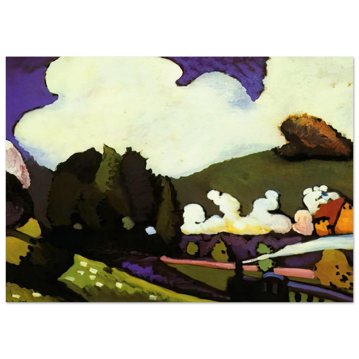 LANDSCAPE WITH A STEAM LOCOMOTIVE 1909 Poster | Wassily Kandinsky Poster | Wassily Kandinsky Shop