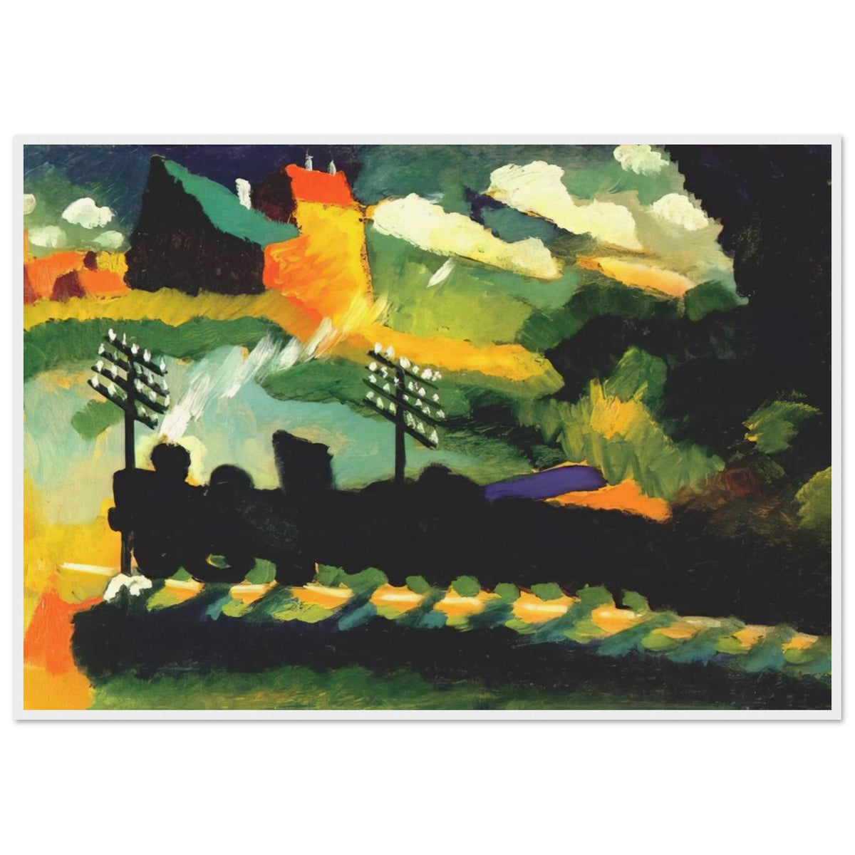 MURNAU VIEW WITH RAILWAY AND CASTLE 1909 Framed Poster | Wassily Kandinsky Framed Prints Wall Art | Wassily Kandinsky Shop