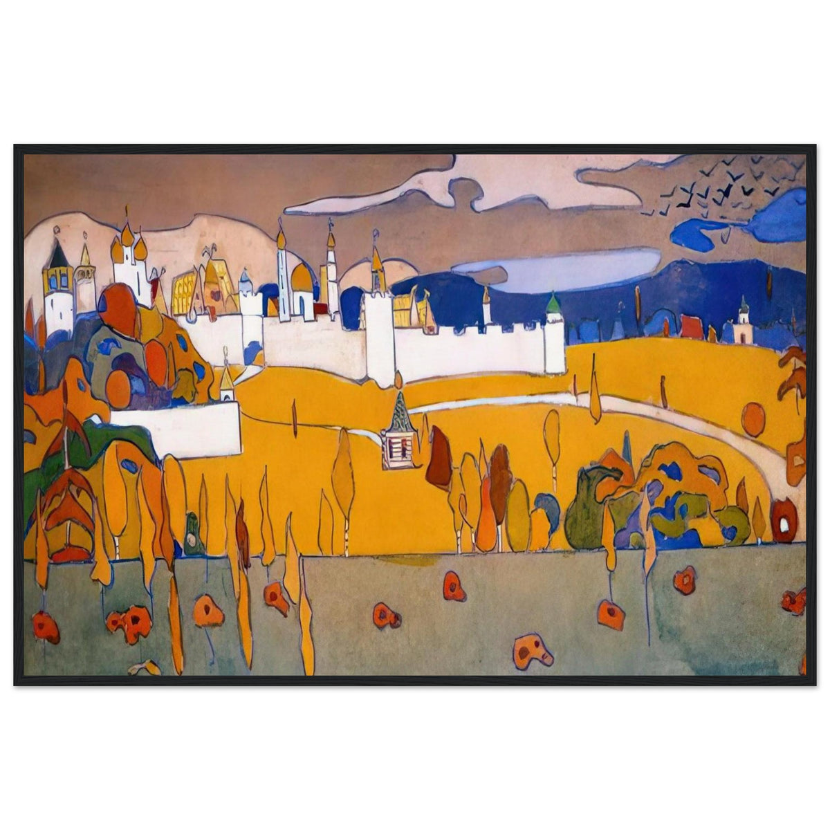 WALLED CITY IN AUTUMN LANDSCAPE 1902 Framed Poster | Wassily Kandinsky Framed Prints Wall Art | Wassily Kandinsky Shop