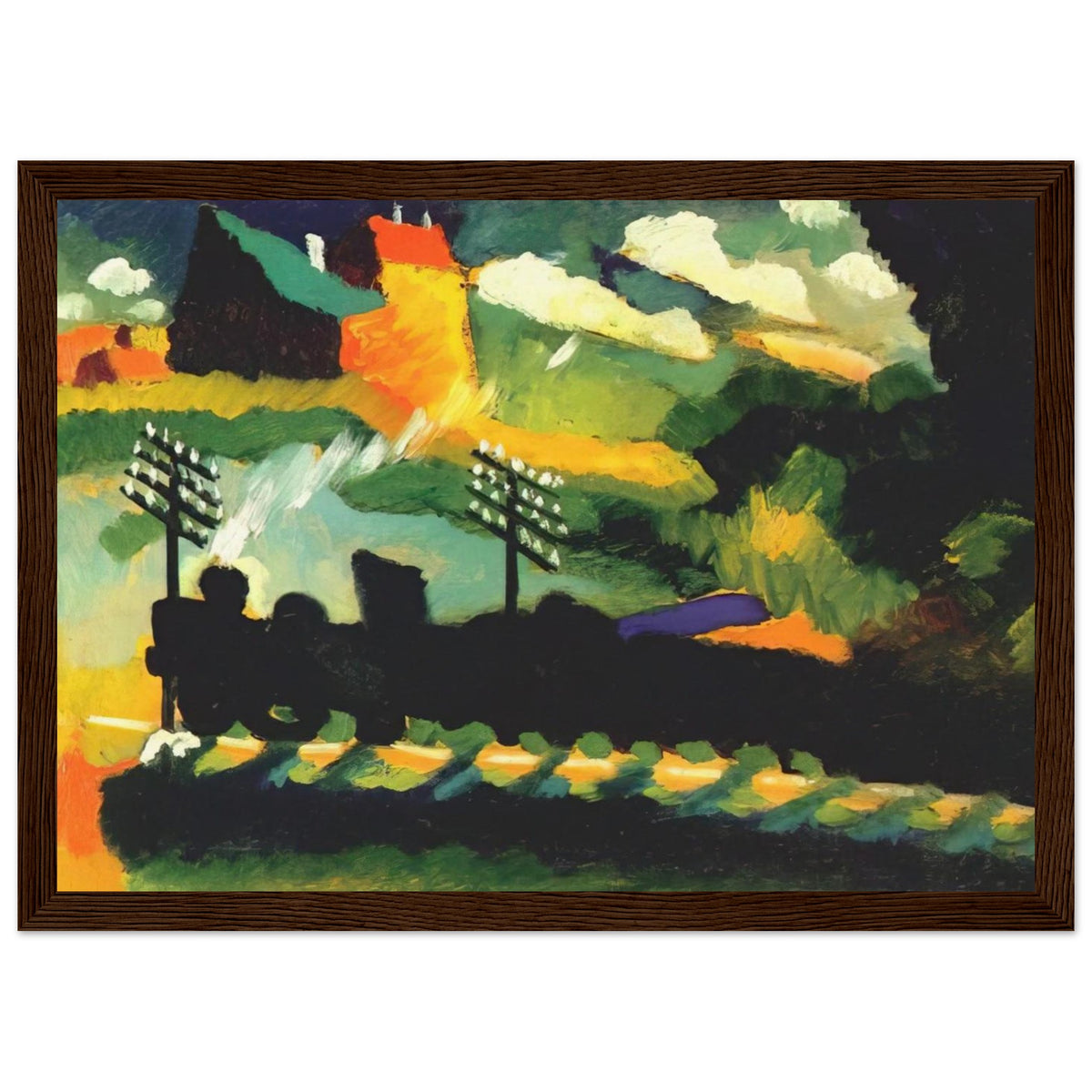 MURNAU VIEW WITH RAILWAY AND CASTLE 1909 Framed Poster | Wassily Kandinsky Framed Prints Wall Art | Wassily Kandinsky Shop