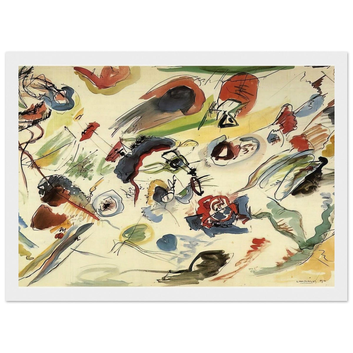 UNTITLED FIRST ABSTRACT WATERCOLOR 1910 Framed Poster | Wassily Kandinsky Framed Prints Wall Art | Wassily Kandinsky Shop
