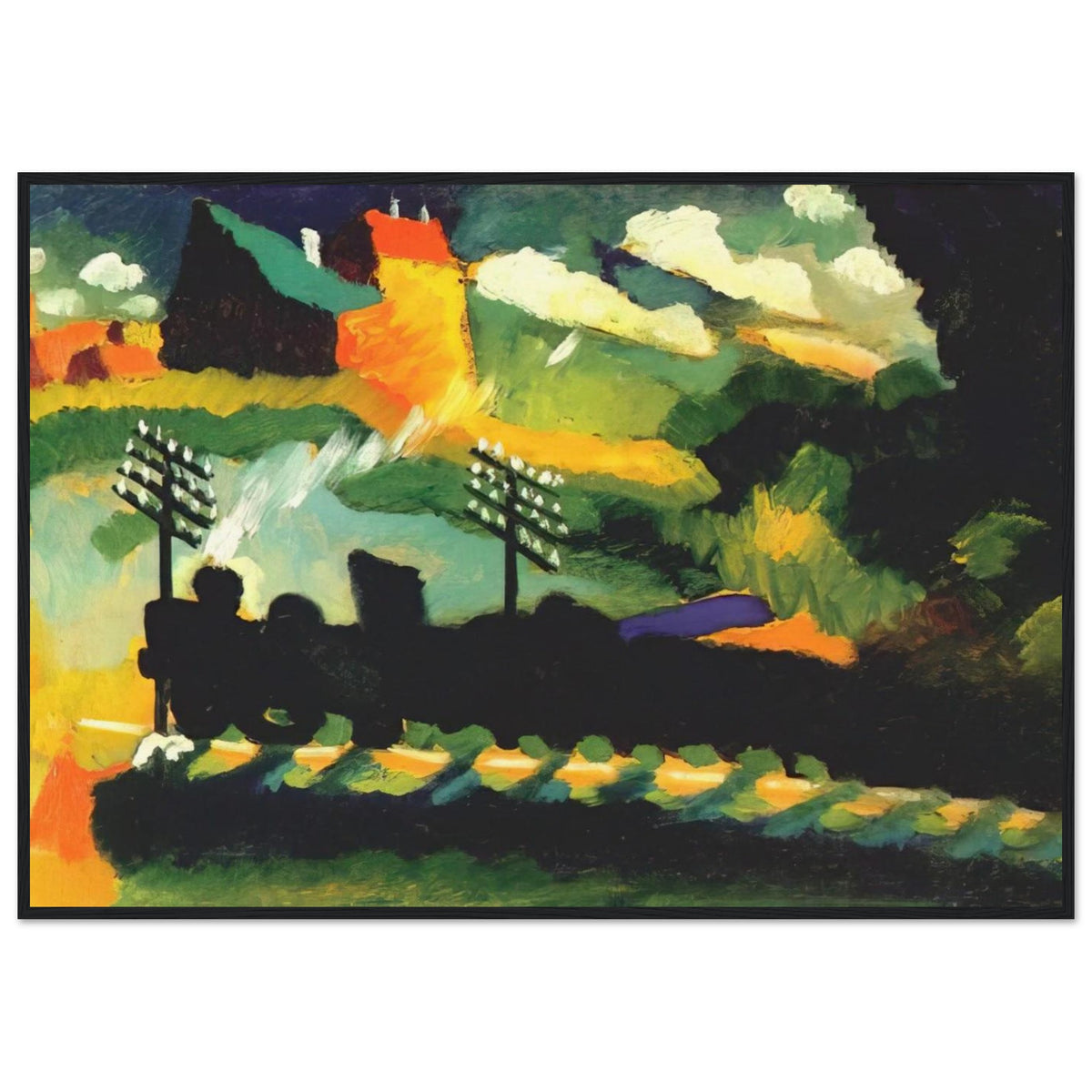 MURNAU VIEW WITH RAILWAY AND CASTLE 1909 Framed Poster | Wassily Kandinsky Framed Prints Wall Art | Wassily Kandinsky Shop
