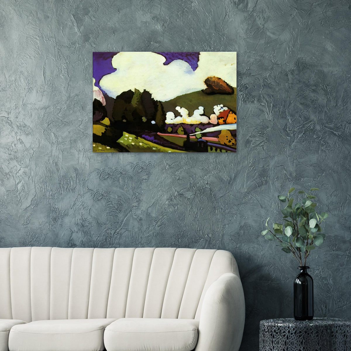 LANDSCAPE WITH A STEAM LOCOMOTIVE 1909 Canvas | Wassily Kandinsky Canvas | Wassily Kandinsky Shop