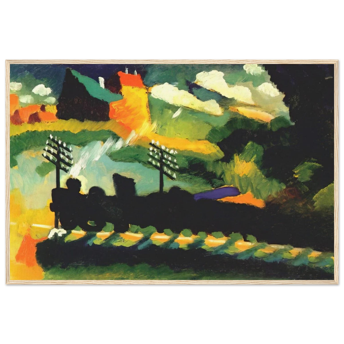 MURNAU VIEW WITH RAILWAY AND CASTLE 1909 Framed Poster | Wassily Kandinsky Framed Prints Wall Art | Wassily Kandinsky Shop