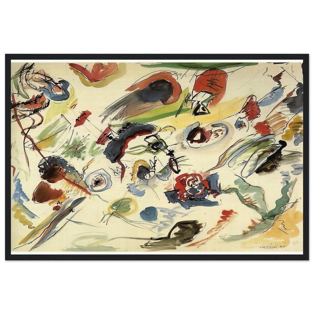 UNTITLED FIRST ABSTRACT WATERCOLOR 1910 Framed Poster | Wassily Kandinsky Framed Prints Wall Art | Wassily Kandinsky Shop