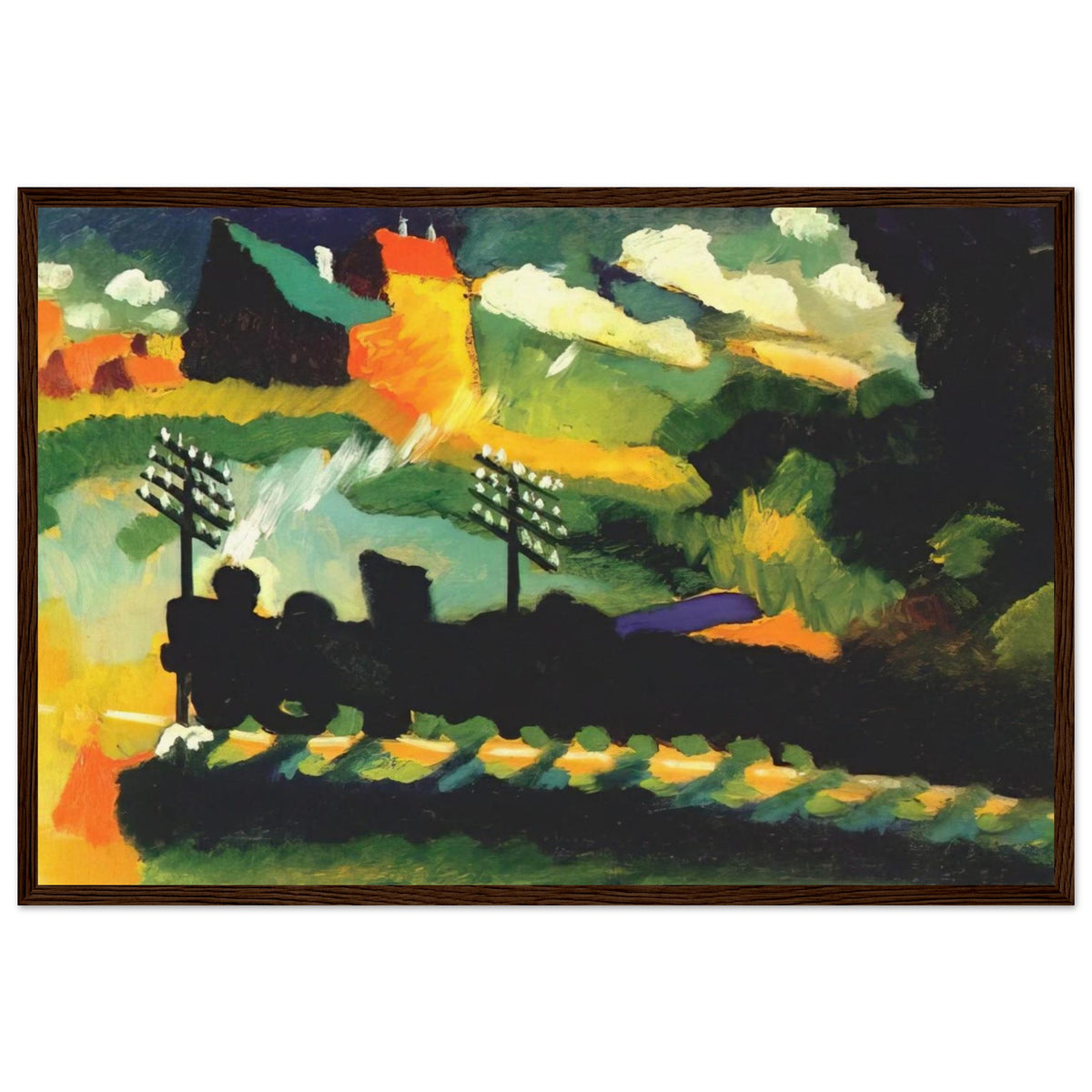MURNAU VIEW WITH RAILWAY AND CASTLE 1909 Framed Poster | Wassily Kandinsky Framed Prints Wall Art | Wassily Kandinsky Shop