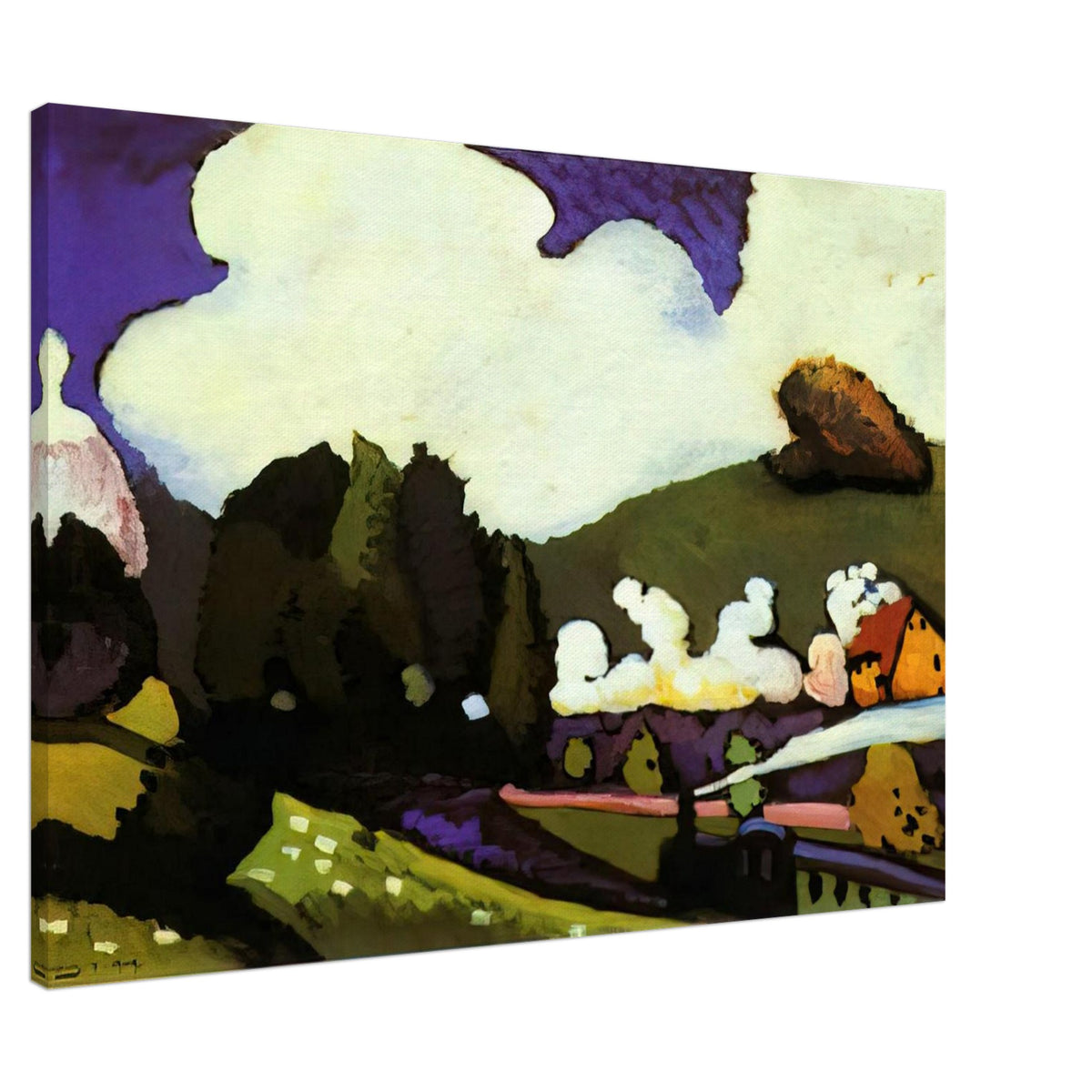 LANDSCAPE WITH A STEAM LOCOMOTIVE 1909 Canvas | Wassily Kandinsky Canvas | Wassily Kandinsky Shop