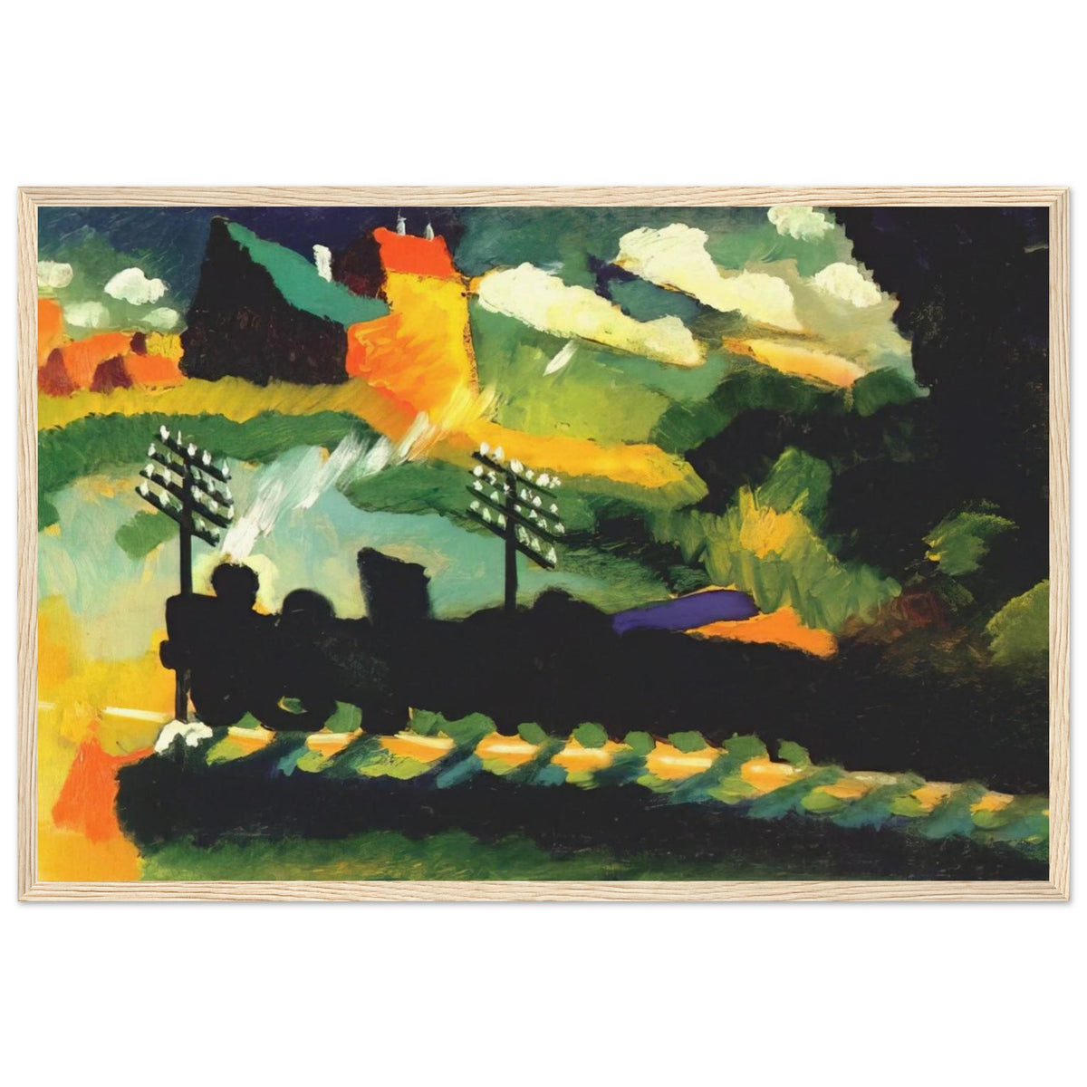 MURNAU VIEW WITH RAILWAY AND CASTLE 1909 Framed Poster | Wassily Kandinsky Framed Prints Wall Art | Wassily Kandinsky Shop