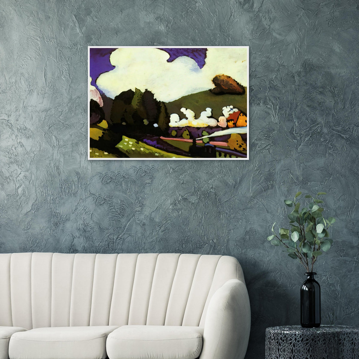 LANDSCAPE WITH A STEAM LOCOMOTIVE 1909 Framed Poster | Wassily Kandinsky Framed Prints Wall Art | Wassily Kandinsky Shop