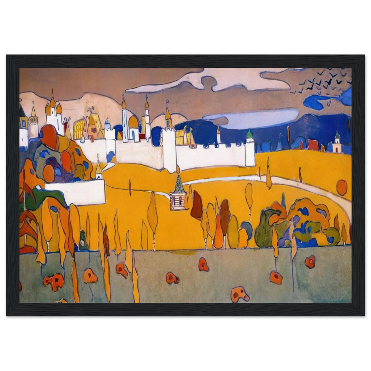 WALLED CITY IN AUTUMN LANDSCAPE 1902 Framed Poster | Wassily Kandinsky Framed Prints Wall Art | Wassily Kandinsky Shop